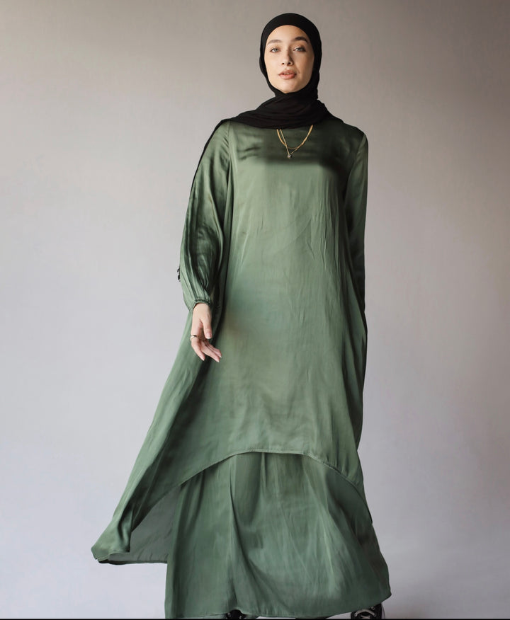 Maxi flowy satin set C0180