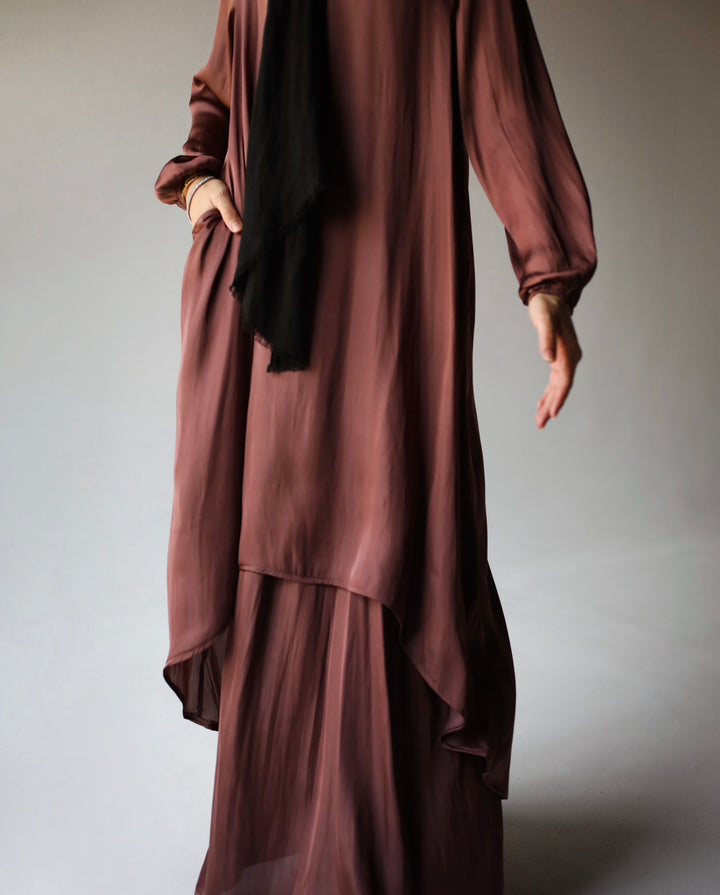 Maxi flowy satin set C0180