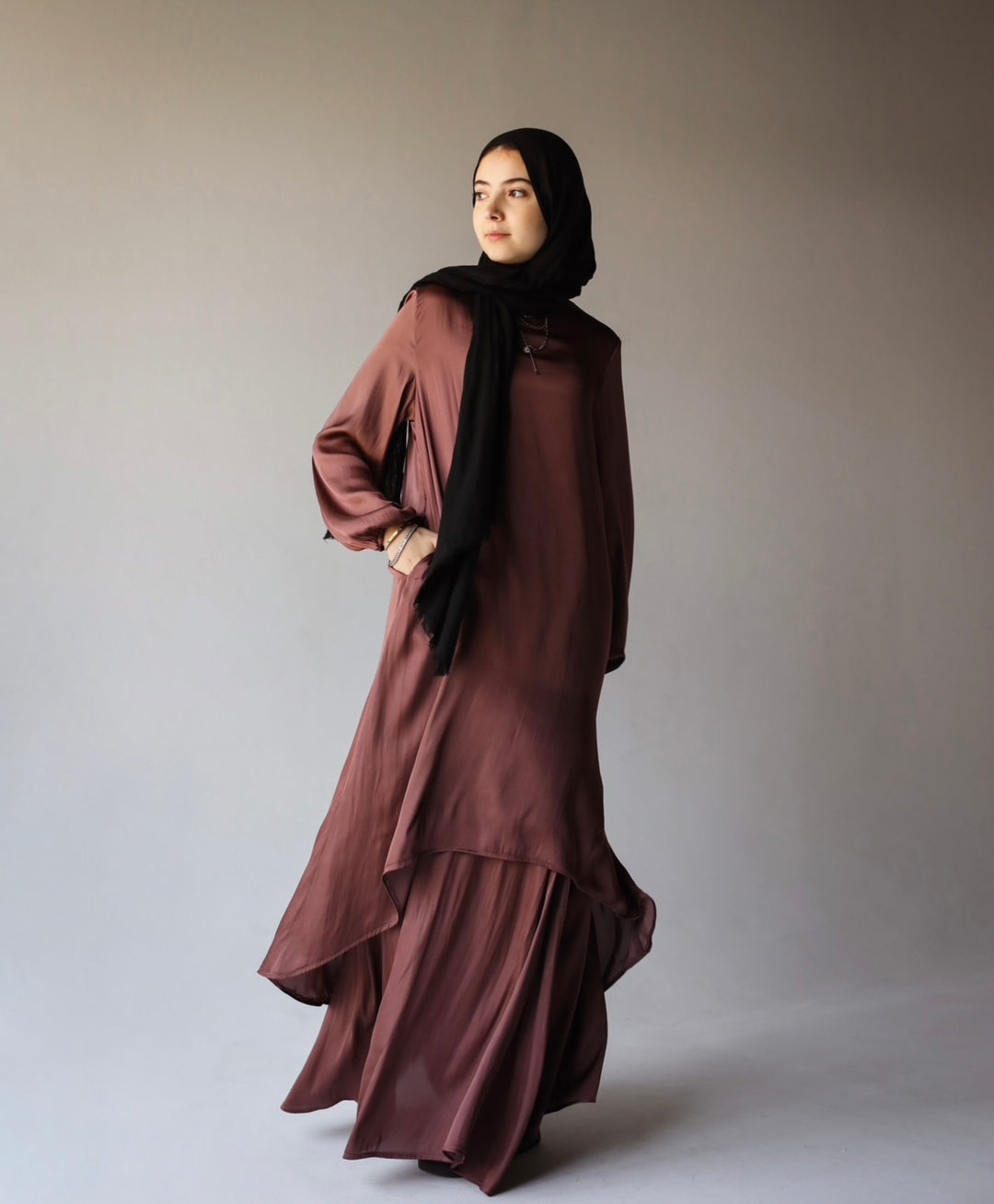 Maxi flowy satin set C0180