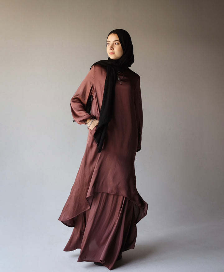 Maxi flowy satin set C0180
