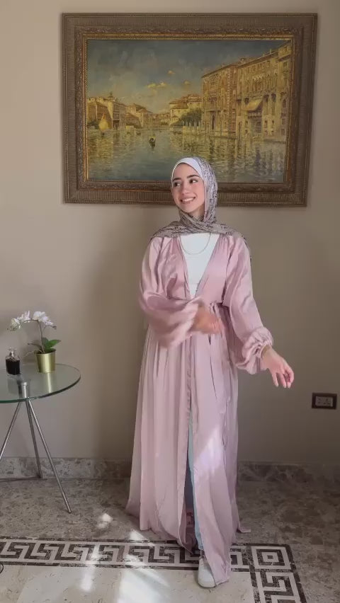 Satin open abaya