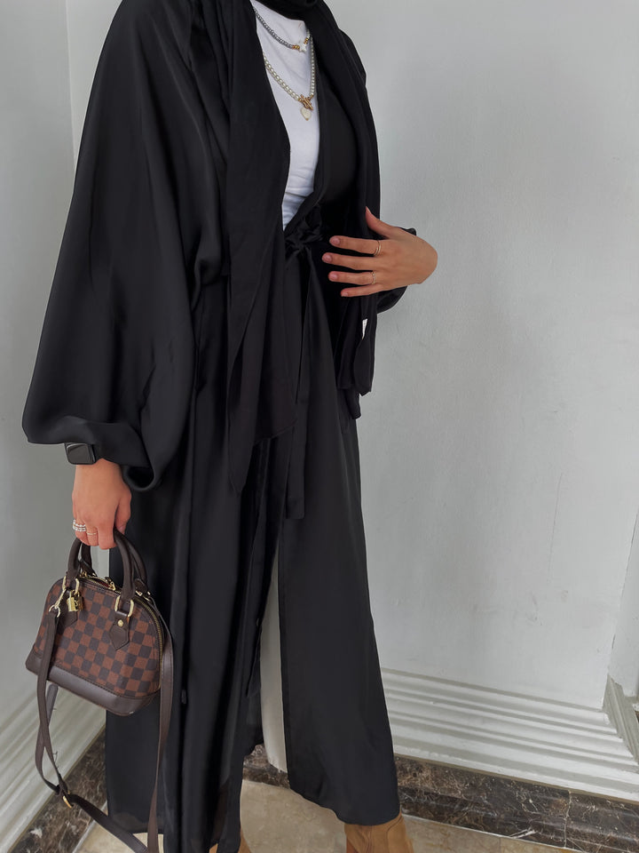 Satin open abaya